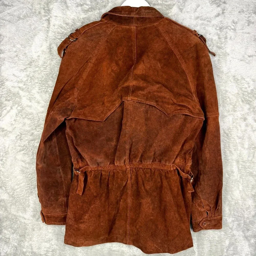 Vtg 80s Windsor Leatherwear Jacket Mens 40 Brown Suede Leather Full Zip Western